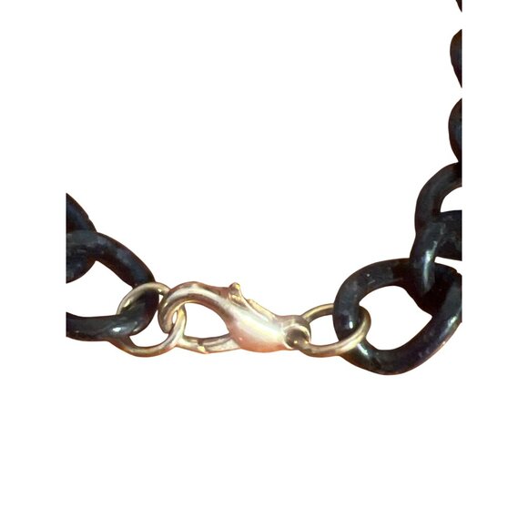 Long Black & Gold Tone Chain Link Necklace Lobster Clasp Double Layer 38" - Picture 4 of 4